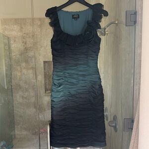 Adrianna Papell Blue Ruched Sheath Dress